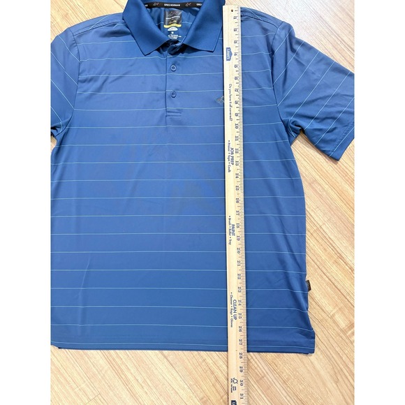 Greg Norman Polo Shirt Blue Stripe Golf Five Iron Play Dry Athletic Mens Size M - Picture 7 of 7